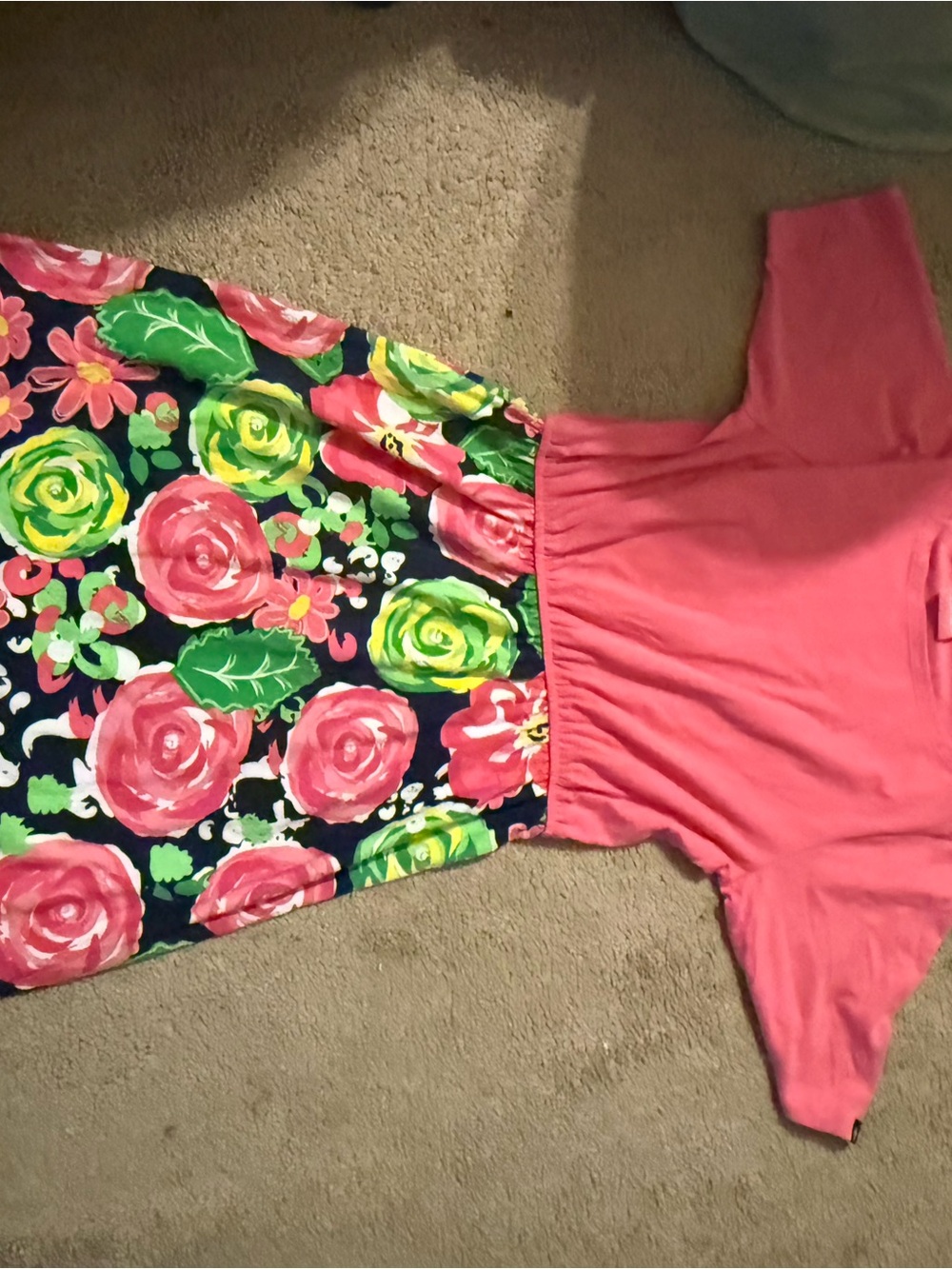 Simply Southern Pink Top Navy Floral Skirt Women’s One-Piece